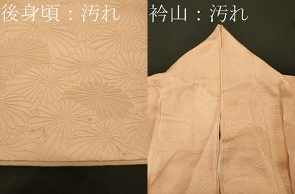 平和屋着物■上質な色無地 菊尽くし地紋 肌色 正絹 逸品 CABG5611oy