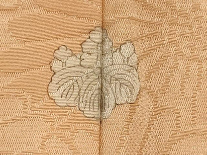 平和屋着物■上質な色無地 菊尽くし地紋 肌色 正絹 逸品 CABG5611oy