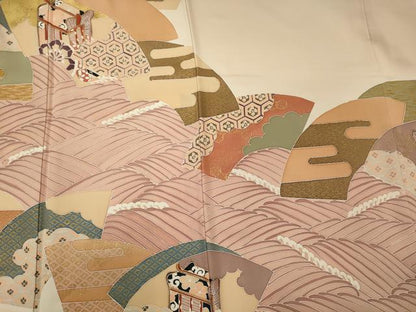 平和屋着物■豪華色留袖　作家物　地紙重ね立波御所車文　金彩　正絹　逸品　CABG5618oy