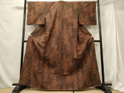 平和屋着物■上質な小紋　紬地　更紗花鳥文　正絹　逸品　未使用　CABG5621oy