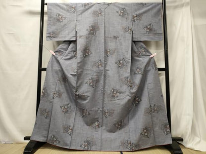 平和屋着物■上質な紬　色紙重ね草花文　正絹　逸品　CABG5628oy