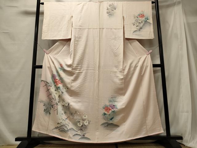平和屋着物■訪問着 手描き 籬草花文 暈し染め 正絹 逸品 CABG5631oy