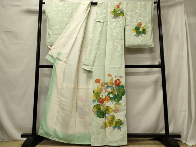平和屋着物■訪問着　草花文　暈し染め　金彩　正絹　逸品　CABG5633oy