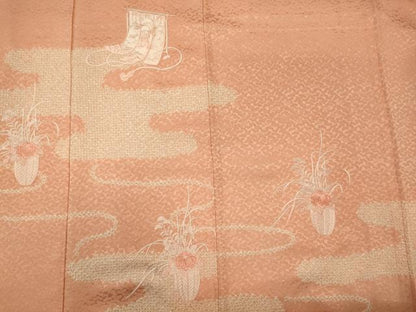 平和屋着物■訪問着　絞り　刺繍　几帳飾花文　正絹　逸品　CABG5637oy