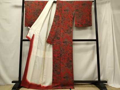 平和屋着物■上質な小紋　更紗花文　鬼しぼ縮緬　正絹　逸品　未使用　CABG5638oy