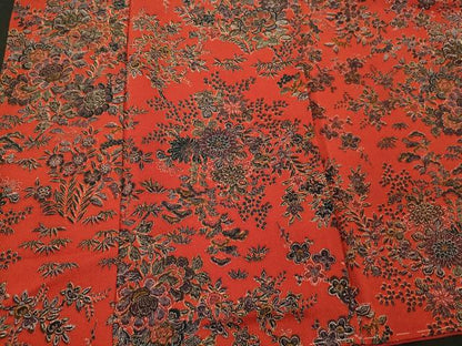平和屋着物■上質な小紋　更紗花文　鬼しぼ縮緬　正絹　逸品　未使用　CABG5638oy