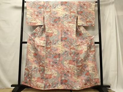 平和屋着物■上質な小紋　吉祥草花文　金彩　鬼しぼ縮緬　正絹　逸品　CABG5641oy