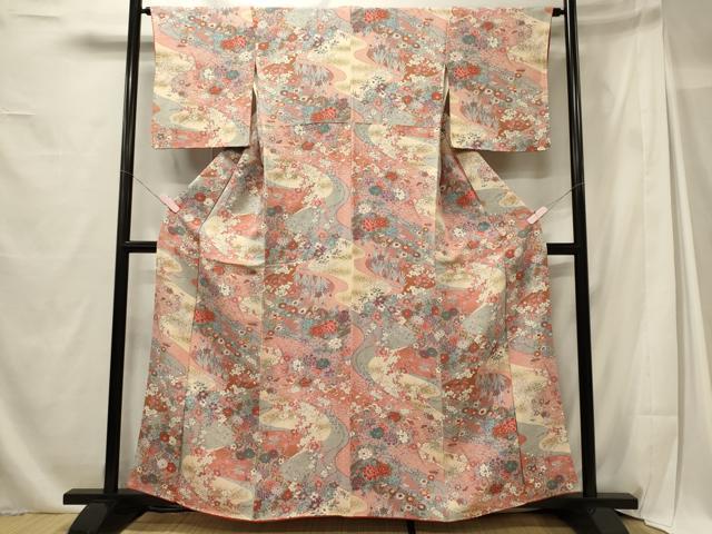 平和屋着物■上質な小紋　吉祥草花文　金彩　鬼しぼ縮緬　正絹　逸品　CABG5641oy