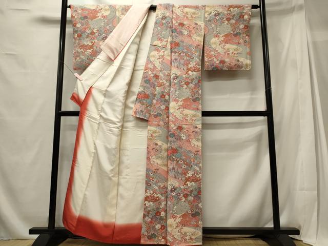 平和屋着物■上質な小紋　吉祥草花文　金彩　鬼しぼ縮緬　正絹　逸品　CABG5641oy