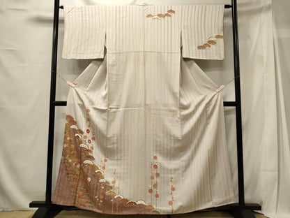 平和屋着物■訪問着　刺繍　槍梅松文　金彩　正絹　逸品　CABG5643oy