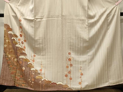 平和屋着物■訪問着　刺繍　槍梅松文　金彩　正絹　逸品　CABG5643oy