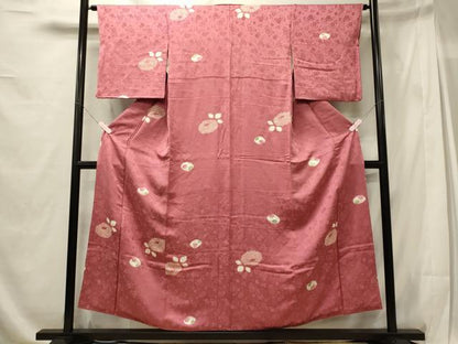 平和屋着物■上質な小紋 手描き 絞り 草花文 正絹 逸品 CABG5645oy