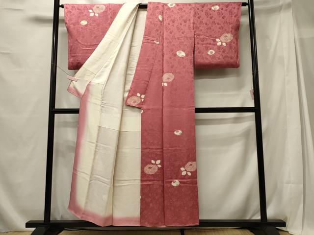 平和屋着物■上質な小紋 手描き 絞り 草花文 正絹 逸品 CABG5645oy