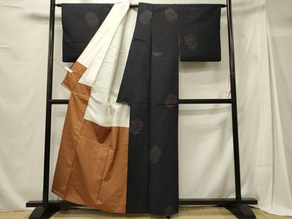 平和屋着物■上質な紬 80亀甲 亀甲重ね 正絹 逸品 CABG5651oy