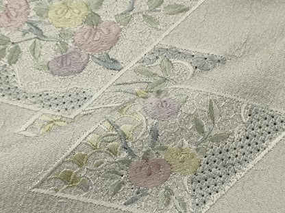 平和屋着物■中国三大刺繍　総スワトウ刺繍　訪問着　菱草花文　正絹　逸品　CABG5655oy