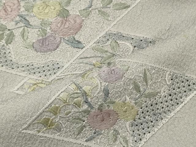 平和屋着物■中国三大刺繍　総スワトウ刺繍　訪問着　菱草花文　正絹　逸品　CABG5655oy
