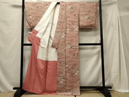 平和屋着物■上質な小紋 流水草花文 正絹 逸品 未使用 CABG5665oy