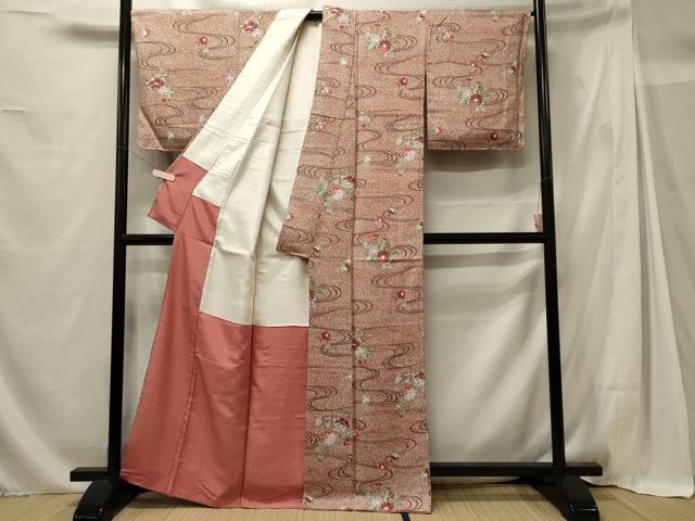 平和屋着物■上質な小紋 流水草花文 正絹 逸品 未使用 CABG5665oy