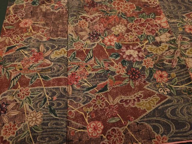 平和屋着物■上質な小紋　流水花松文　金彩　鬼しぼ縮緬　正絹　逸品　CABG5673oy