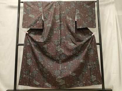 平和屋着物■本場大島紬 亀甲枝花文 正絹 逸品 CABG5678oy