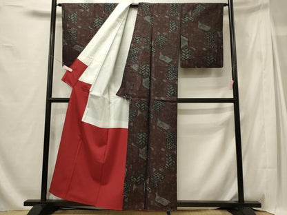 平和屋着物■本場大島紬 亀甲枝花文 正絹 逸品 CABG5678oy