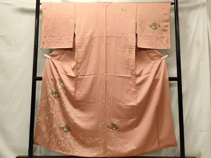 平和屋着物■訪問着 刺繍 松皮菱草花文 金彩 正絹 逸品 CABG5681oy
