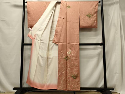 平和屋着物■訪問着 刺繍 松皮菱草花文 金彩 正絹 逸品 CABG5681oy