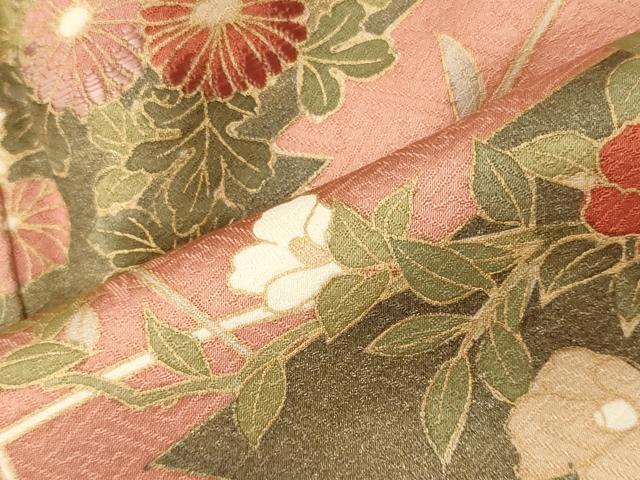 平和屋着物■訪問着 刺繍 松皮菱草花文 金彩 正絹 逸品 CABG5681oy
