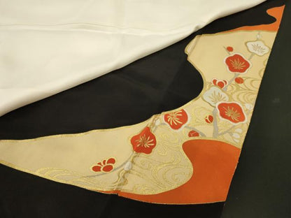 平和屋着物■豪華黒留袖　駒刺繍　吉祥枝花文　金銀彩　正絹　逸品　CABG5696oy