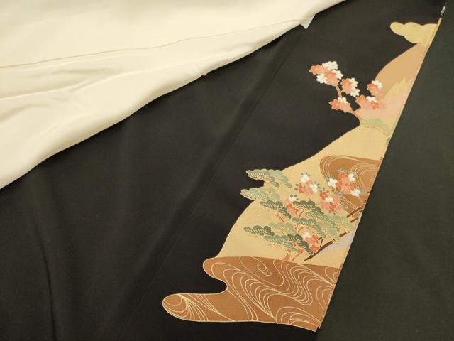 平和屋着物■豪華黒留袖　風景飛鶴花松文　金彩　正絹　逸品　CABG5711oy