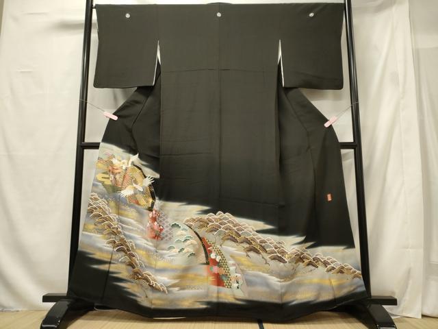 平和屋着物■豪華黒留袖　駒刺繍　衣の年輪　暈し染め　金彩　正絹　逸品　CABG5720oy