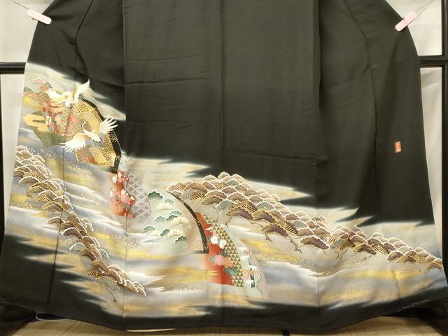 平和屋着物■豪華黒留袖　駒刺繍　衣の年輪　暈し染め　金彩　正絹　逸品　CABG5720oy