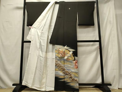 平和屋着物■豪華黒留袖　駒刺繍　衣の年輪　暈し染め　金彩　正絹　逸品　CABG5720oy