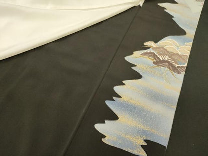 平和屋着物■豪華黒留袖　駒刺繍　衣の年輪　暈し染め　金彩　正絹　逸品　CABG5720oy