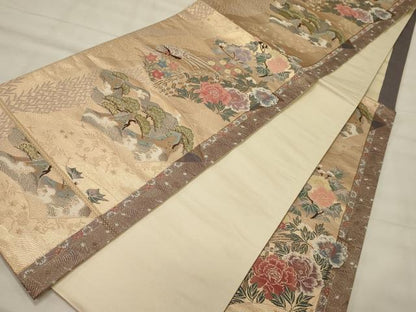 平和屋着物◎六通柄袋帯　ふたみ屏風絵　金糸　正絹　逸品　CABG5744oy