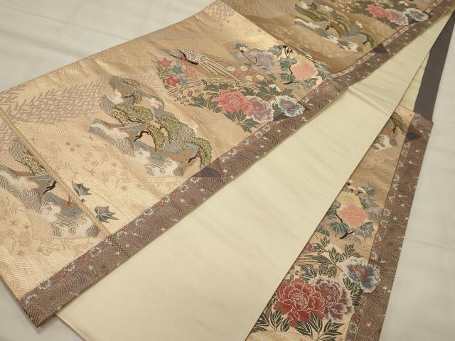 平和屋着物◎六通柄袋帯　ふたみ屏風絵　金糸　正絹　逸品　CABG5744oy
