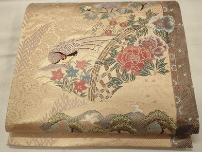 平和屋着物◎六通柄袋帯　ふたみ屏風絵　金糸　正絹　逸品　CABG5744oy