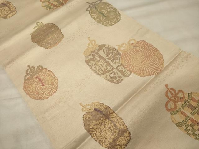 平和屋着物◎九寸開き名古屋帯 仕覆 金糸 正絹 逸品 CABG5753oy
