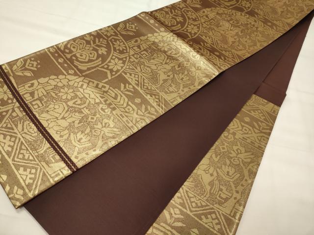 平和屋着物◎六通柄袋帯 壁画文様 金糸 正絹 逸品 CABG5759oy