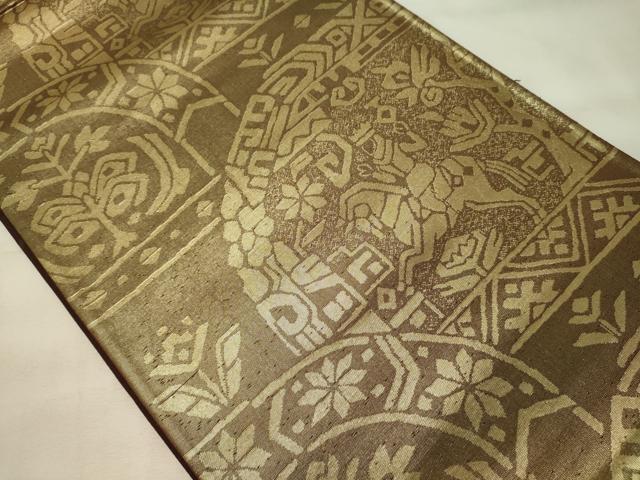 平和屋着物◎六通柄袋帯 壁画文様 金糸 正絹 逸品 CABG5759oy