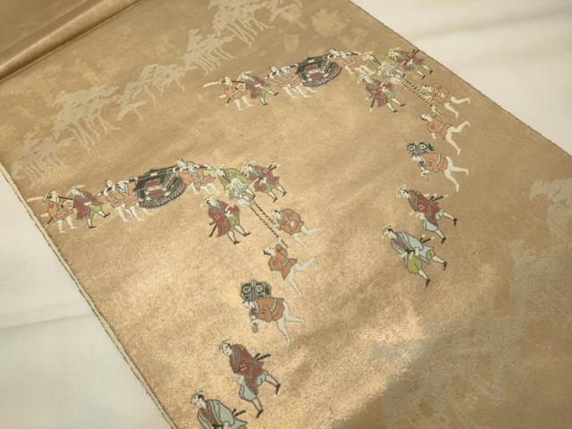 平和屋着物◎六通柄袋帯 人物文 引箔 正絹 逸品 CABG5760oy
