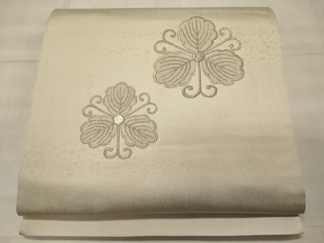 平和屋着物◎太鼓柄袋帯 刺繍 舞花文 銀糸 正絹 逸品 CABG5767oy
