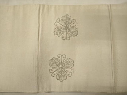 平和屋着物◎太鼓柄袋帯 刺繍 舞花文 銀糸 正絹 逸品 CABG5767oy
