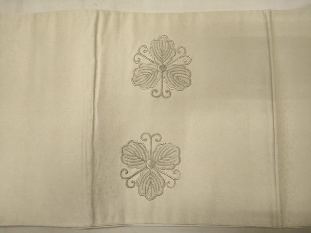 平和屋着物◎太鼓柄袋帯 刺繍 舞花文 銀糸 正絹 逸品 CABG5767oy