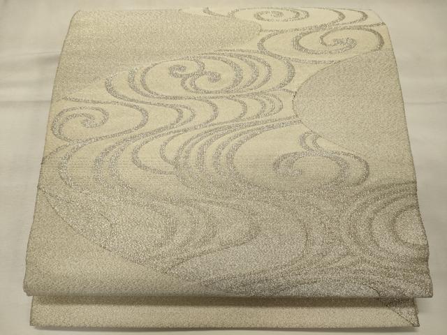 平和屋着物◎太鼓柄袋帯 綴れ 流水文 銀糸 正絹 逸品 CABG5778oy