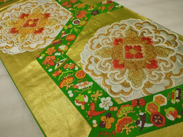 平和屋着物◎六通柄袋帯 唐織 正倉院花文 宝尽くし 金銀糸 正絹 逸品 CABG5780oy
