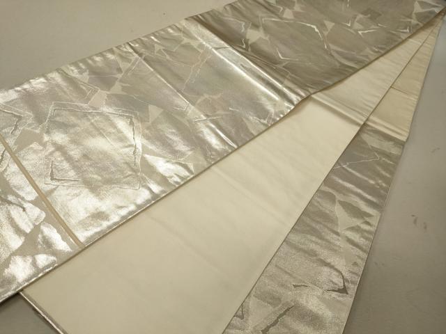平和屋着物◎六通柄袋帯　色紙文　銀糸　正絹　逸品　CABG5801oy