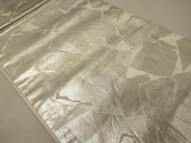 平和屋着物◎六通柄袋帯　色紙文　銀糸　正絹　逸品　CABG5801oy