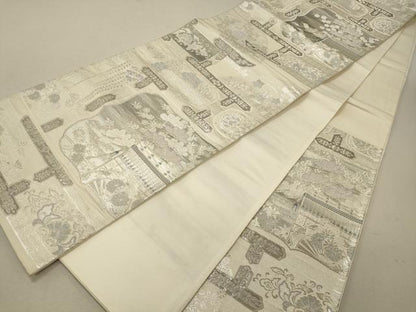 平和屋着物◎六通柄袋帯　蒔絵御所解文　九百プラチナ二重箔　正絹　逸品　CABG5811oy