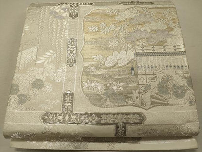平和屋着物◎六通柄袋帯　蒔絵御所解文　九百プラチナ二重箔　正絹　逸品　CABG5811oy